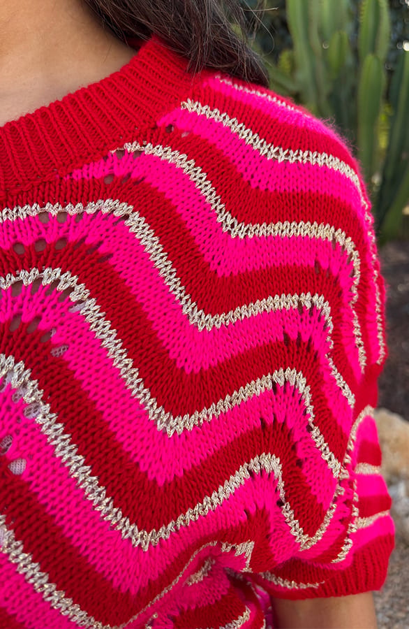 Zigzag Trui Fuchsia Lurex – shoparchief, foto 7