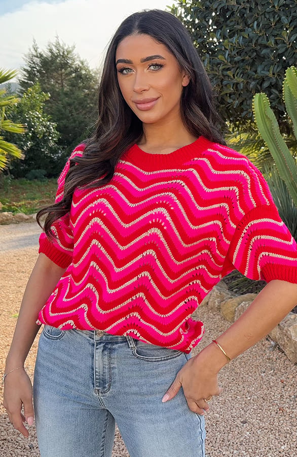 Zigzag Trui Fuchsia Lurex – shoparchief, foto 4