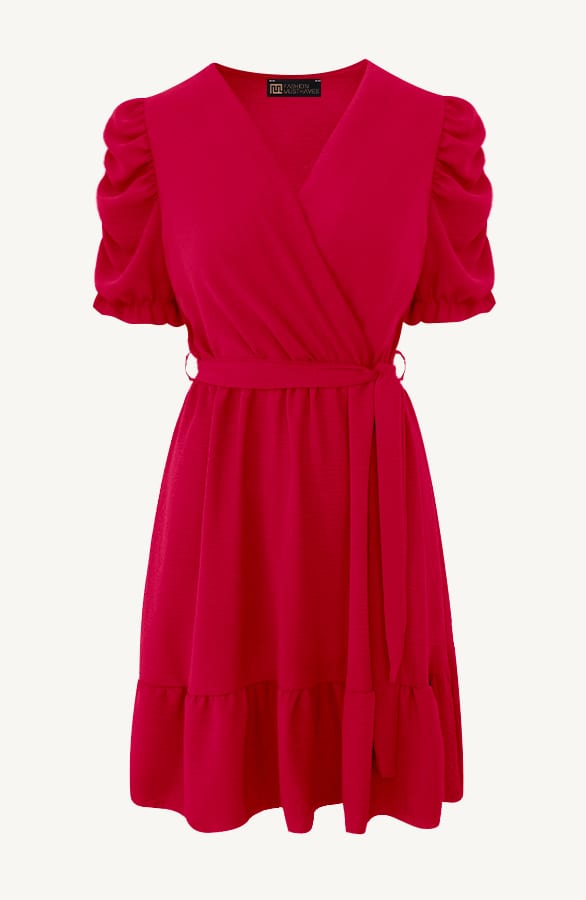 Amalfi Jurk Met Pofmouwen Rood – shoparchief, foto 9