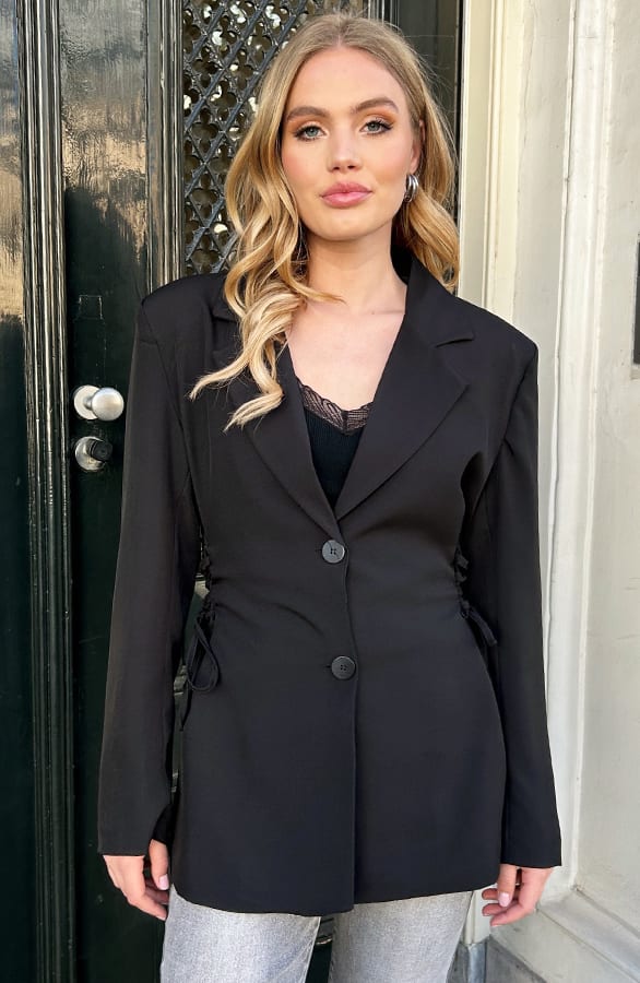 Blazer Met Strik Detail Zwart – shoparchief, foto 5