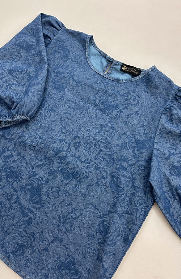 Denim Flower Puffärmel Top 2.0, Tops, Foto 5