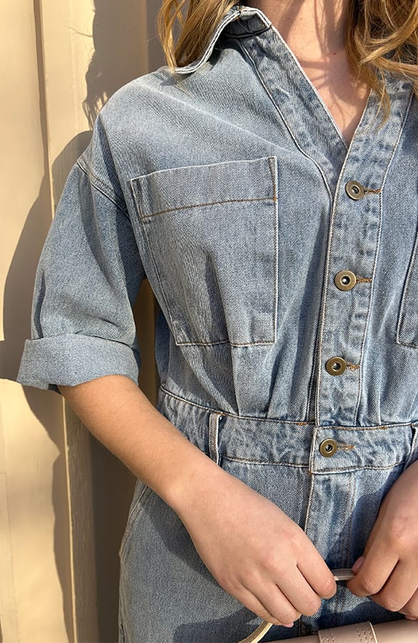 Denim Midi Split Dress Blue – shoparchief, foto 8