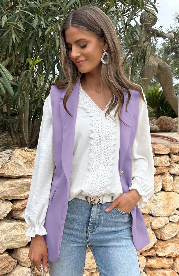Elegant Blazer Gilet Lila – shoparchief, foto 9