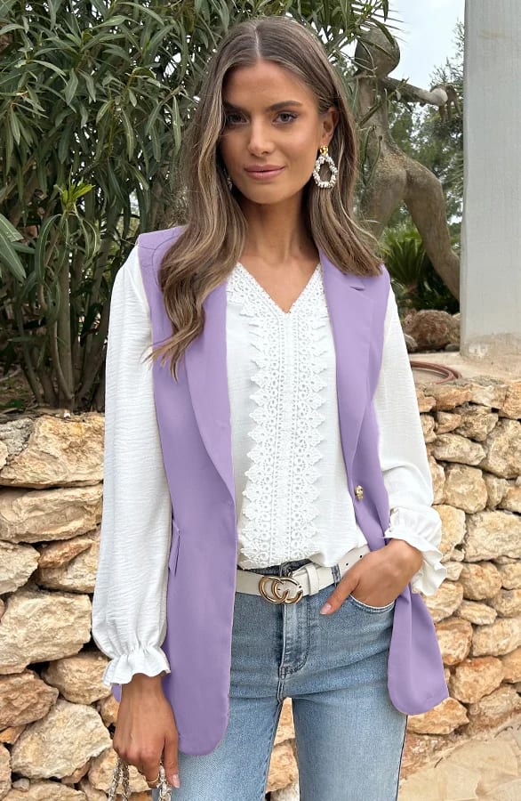 Elegant Blazer Gilet Lila – shoparchief, foto 7