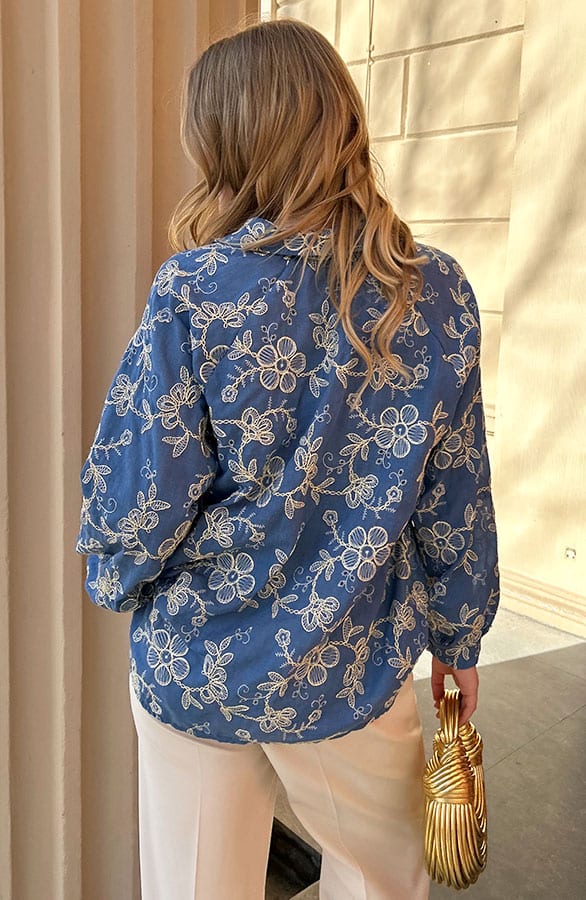 Embroidery Denim Flower Blouse – shoparchief, foto 9