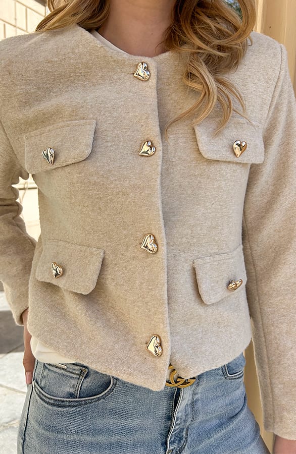 Heart Soft Short Jacket Beige – jassen, foto 5