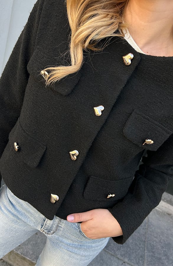 Heart Soft Short Jacket Zwart – shoparchief, foto 17