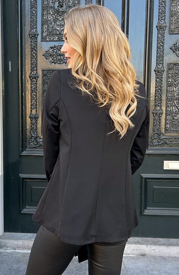 Leopard Omslag Blazer Zwart – shoparchief, foto 4