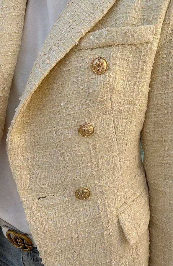 Luxury Boucle Blazer Yellow – shoparchief, foto 5
