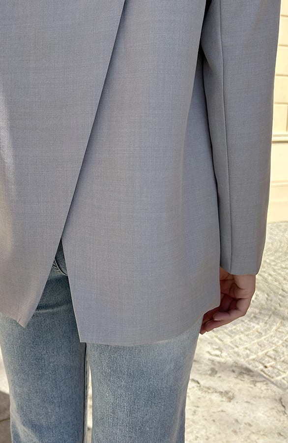 Oversized Blazer mit offenem Rücken Grau, Mäntel, Foto 4