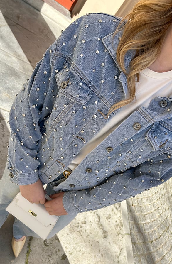 Strass Oversized Denim Jacket – shoparchief, foto 8