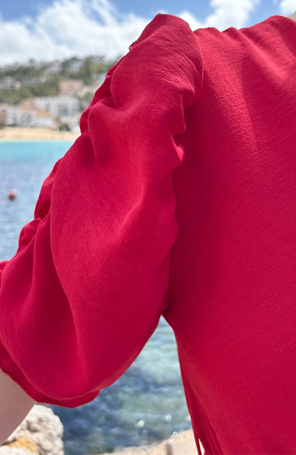 Amalfi Jurk Met Pofmouwen Rood – shoparchief, foto 5