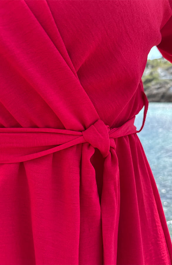 Amalfi Jurk Met Pofmouwen Rood – shoparchief, foto 8