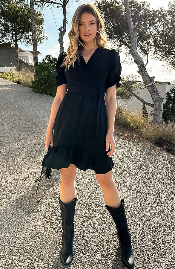 Amalfi Jurk Met Pofmouwen Zwart – shoparchief, foto 4