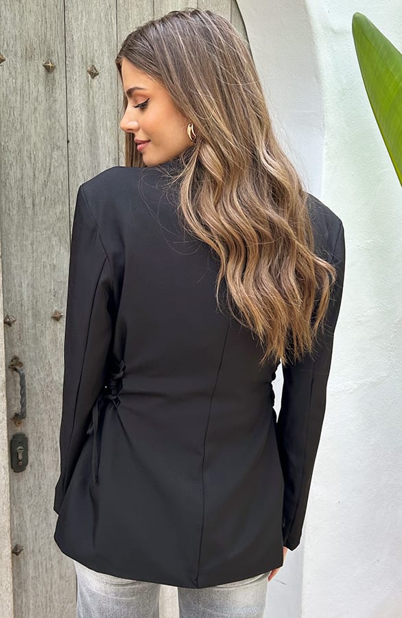 Blazer Met Strik Detail Zwart – shoparchief, foto 3