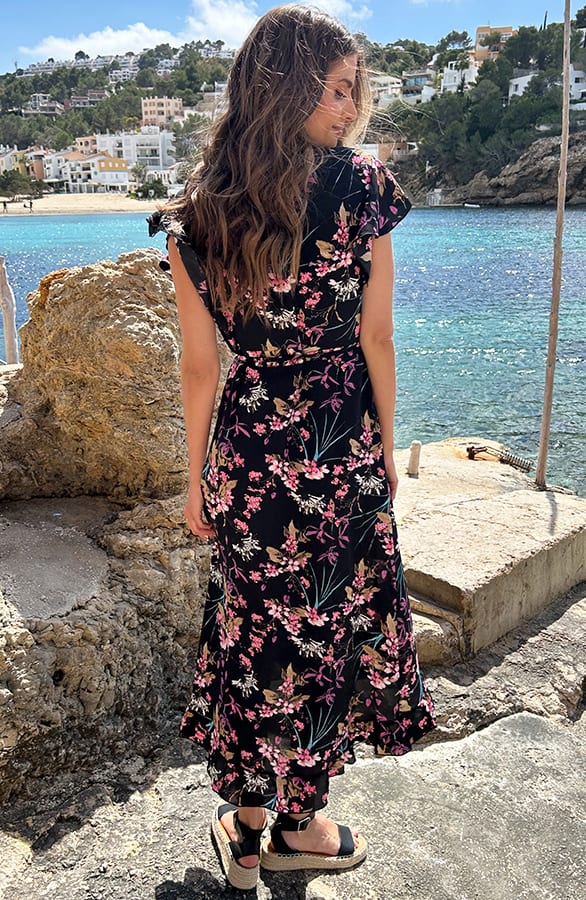 Bloemen Jurk Midi Print Zwart – jurken, foto 9