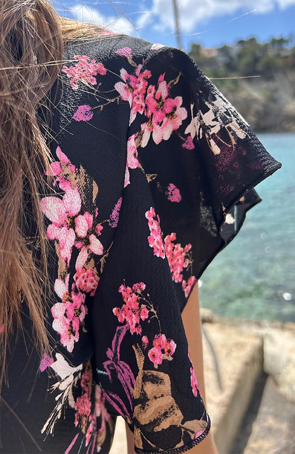 Bloemen Jurk Midi Print Zwart – jurken, foto 7