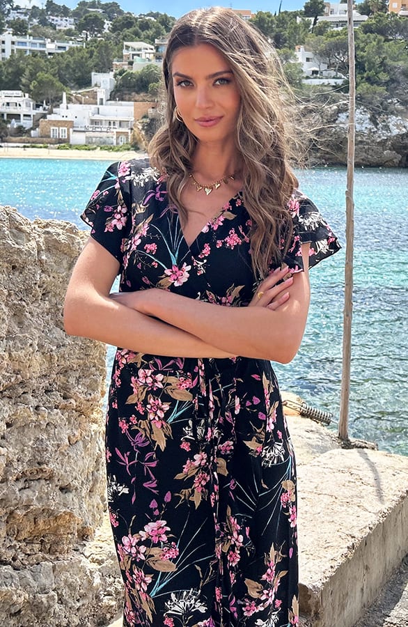 Bloemen Jurk Midi Print Zwart – jurken, foto 12