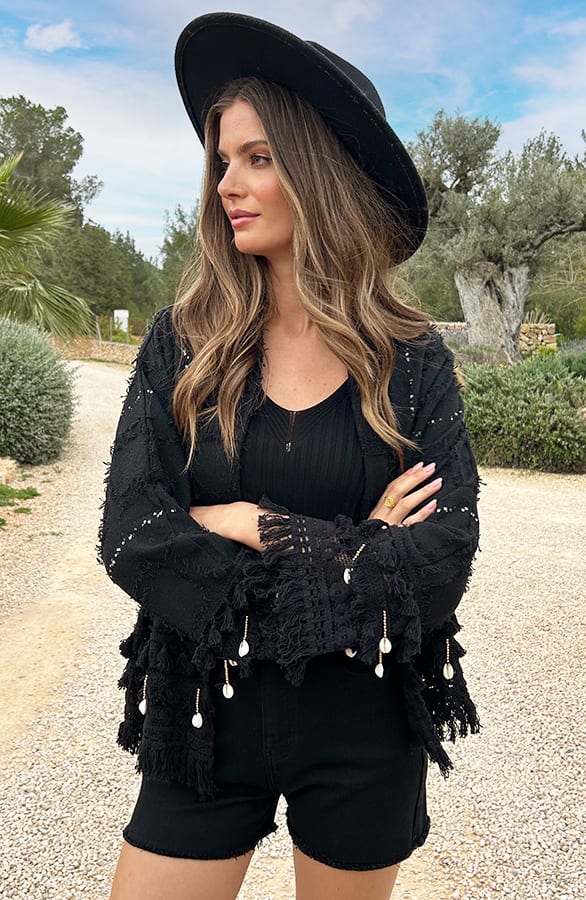 Boho Cardigan Handmade Zwart – shoparchief, foto 5