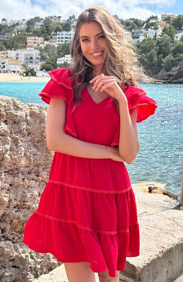 Cala Jondal Jurk Rood – jurken, foto 3