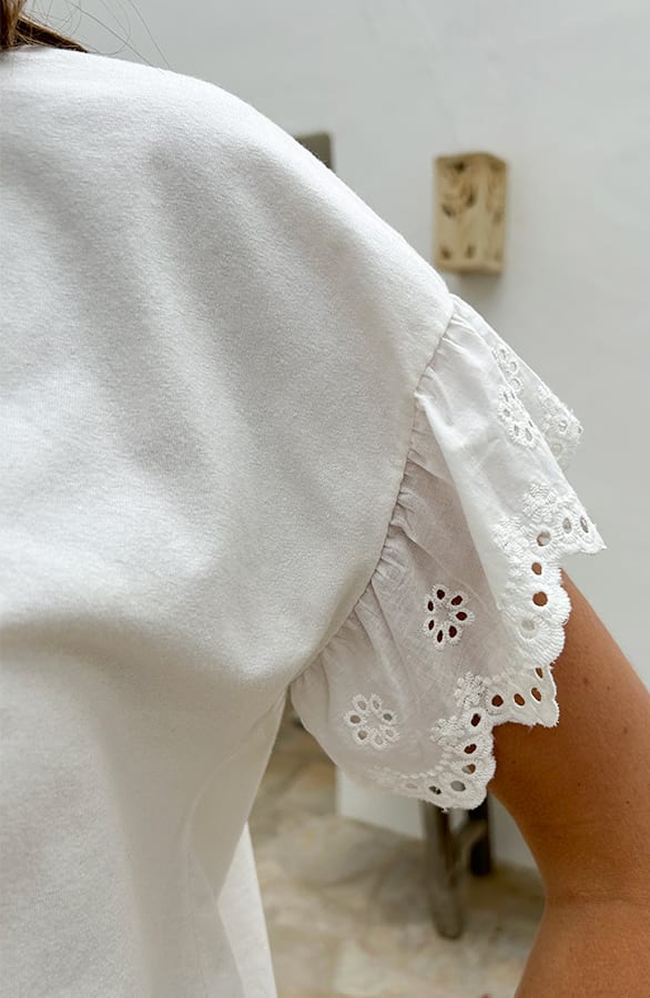 Cotton Top Embroidery Mouwen Wit – tops, foto 8