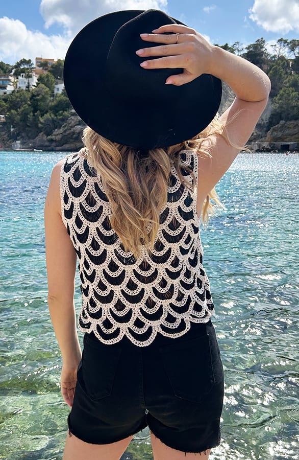 Crochet Detailed Top Zwart Ecru – shoparchief, foto 3