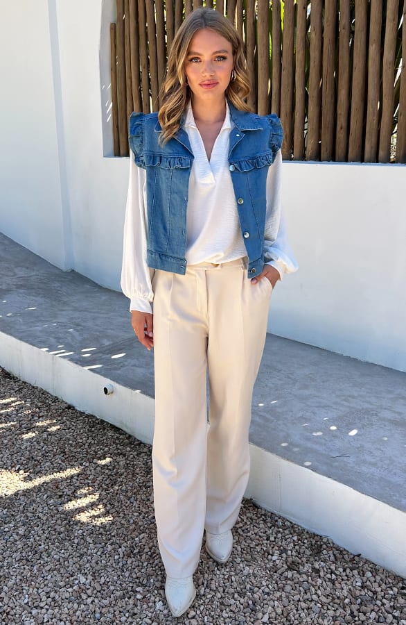 Ruffle Denim Gilet Blue – shoparchief, foto 6