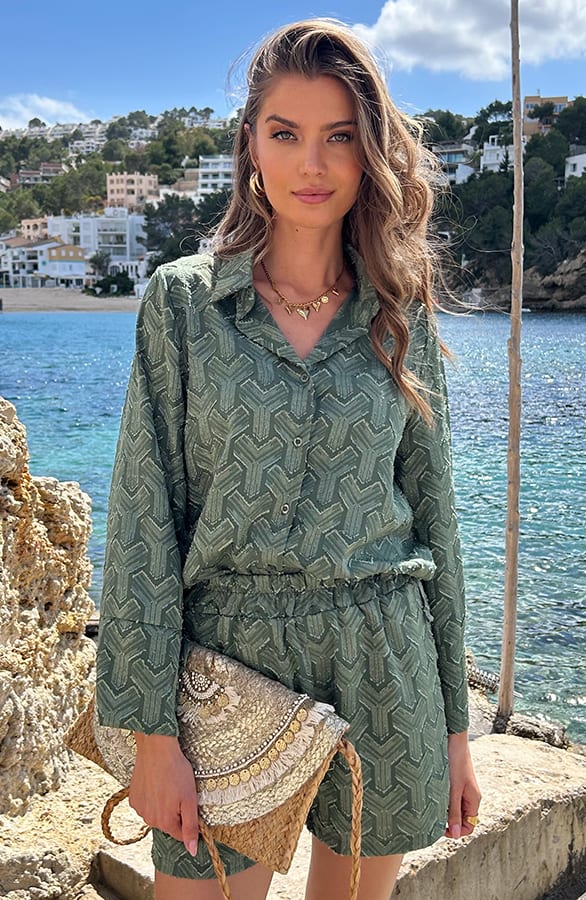 Detailed Print Blouse Army – shoparchief, foto 4