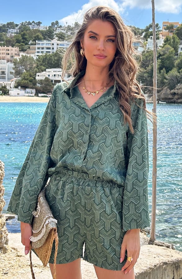 Detailed Print Blouse Army – shoparchief, foto 5