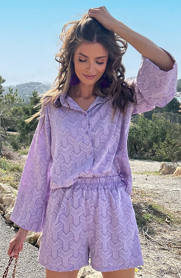 Detailed Print Blouse Lila – shoparchief, foto 3