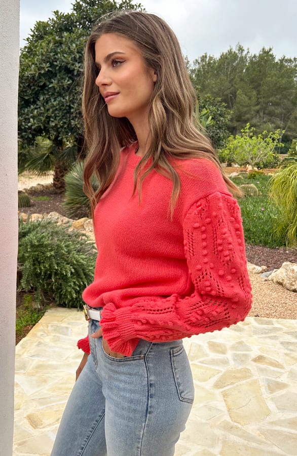 Detailed Sleeve Trui Koraal – shoparchief, foto 11