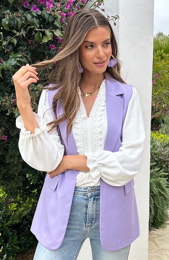Elegant Blazer Gilet Lila – shoparchief, foto 1