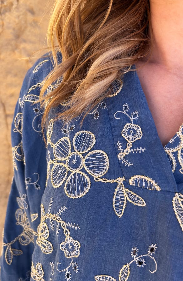 Embroidery Denim Flower Blouse – shoparchief, foto 5