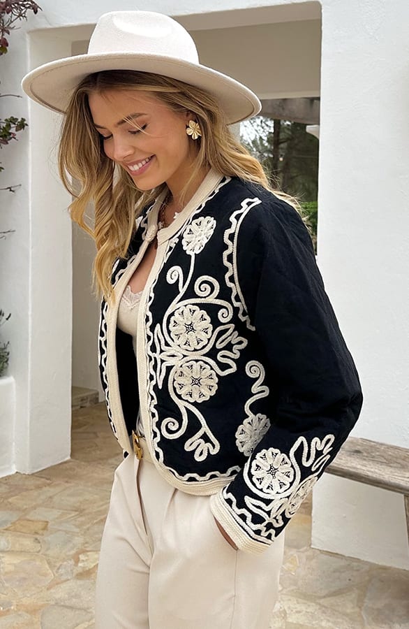 Embroidery Detailed Jacket Zwart – alle kleding, foto 4