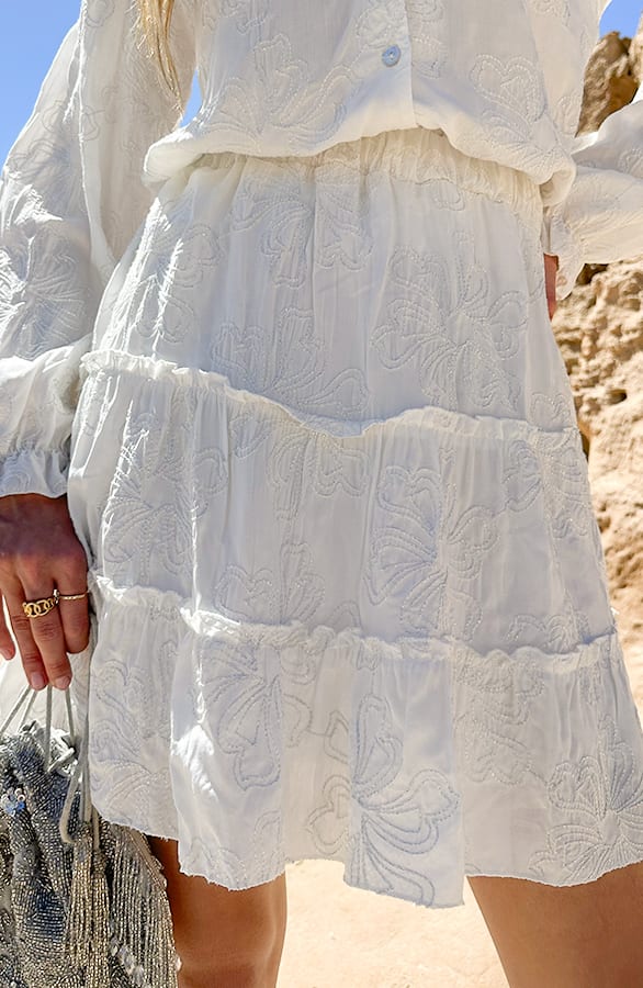 Embroidery Flower Rok Wit – shoparchief, foto 6