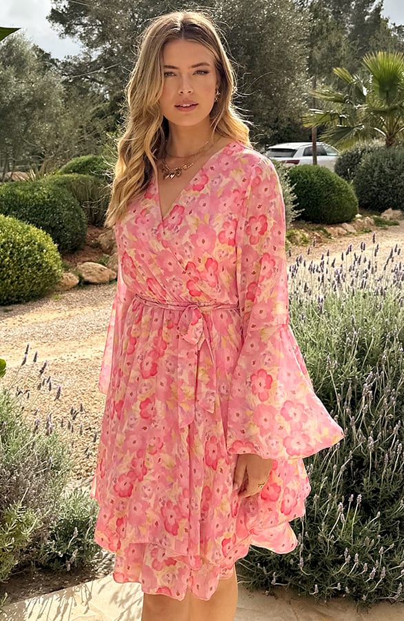 Floral Jurk Wijde Mouw Spring Flower – shoparchief, foto 4