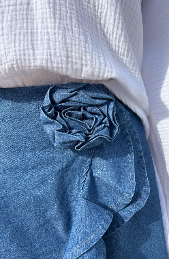 Flower Detail Skort Denim Blau, Shoparchiv, Foto 3
