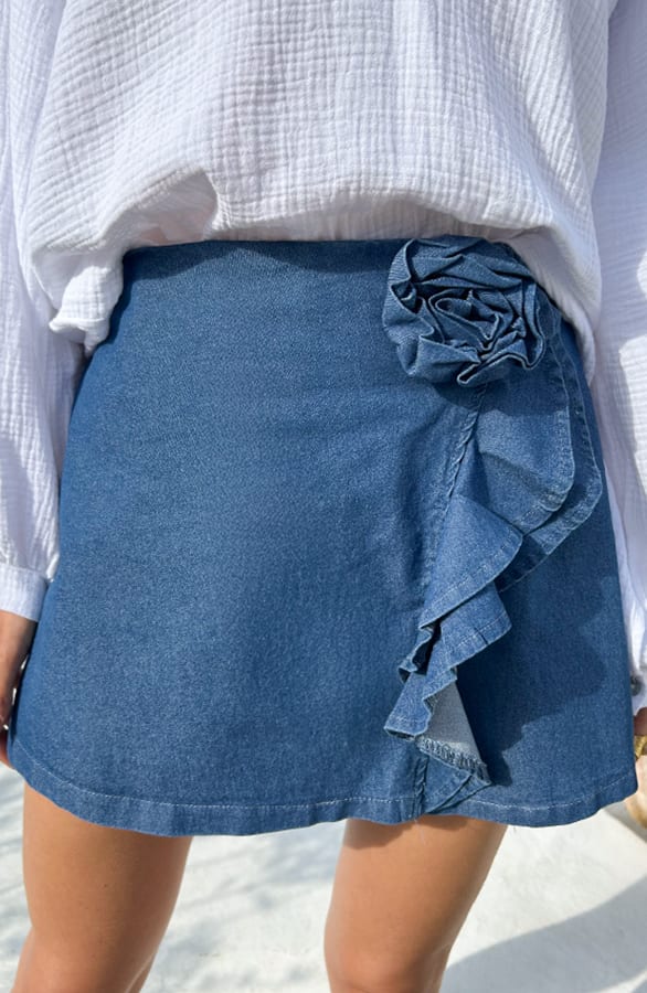 Flower Detail Skort Denim Blau, Shoparchiv, Foto 1