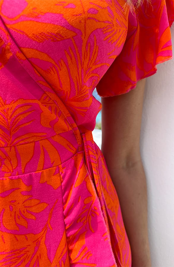 Flower Jurk Midi Fuchsia Oranje – jurken, foto 8