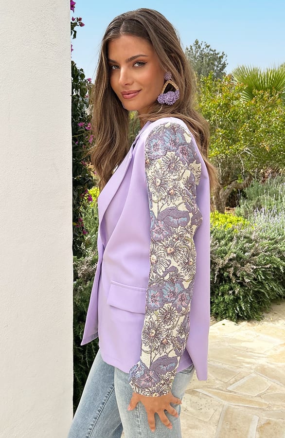 Flower Sleeve Blazer Lila – blazers, foto 6