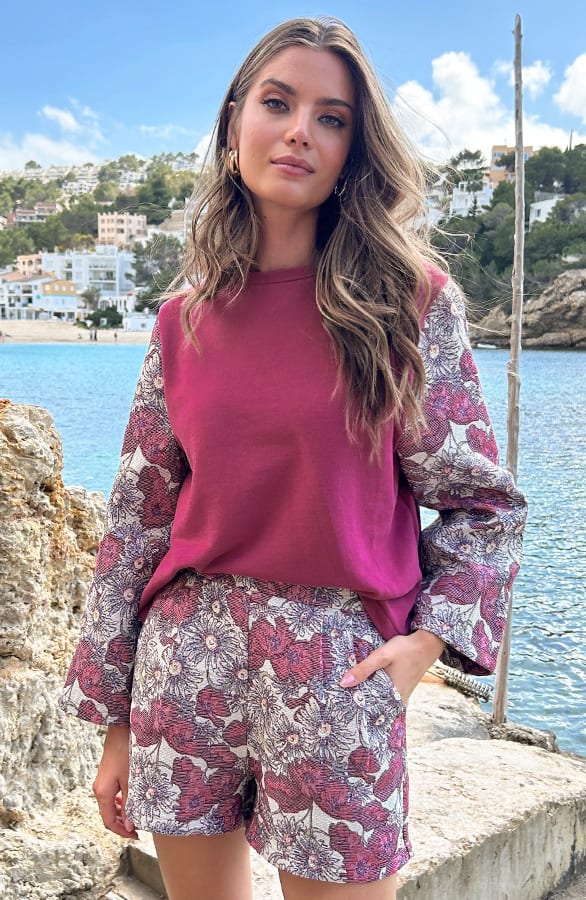 Flower Sleeve Sweater Burgundy – sweaters, foto 7