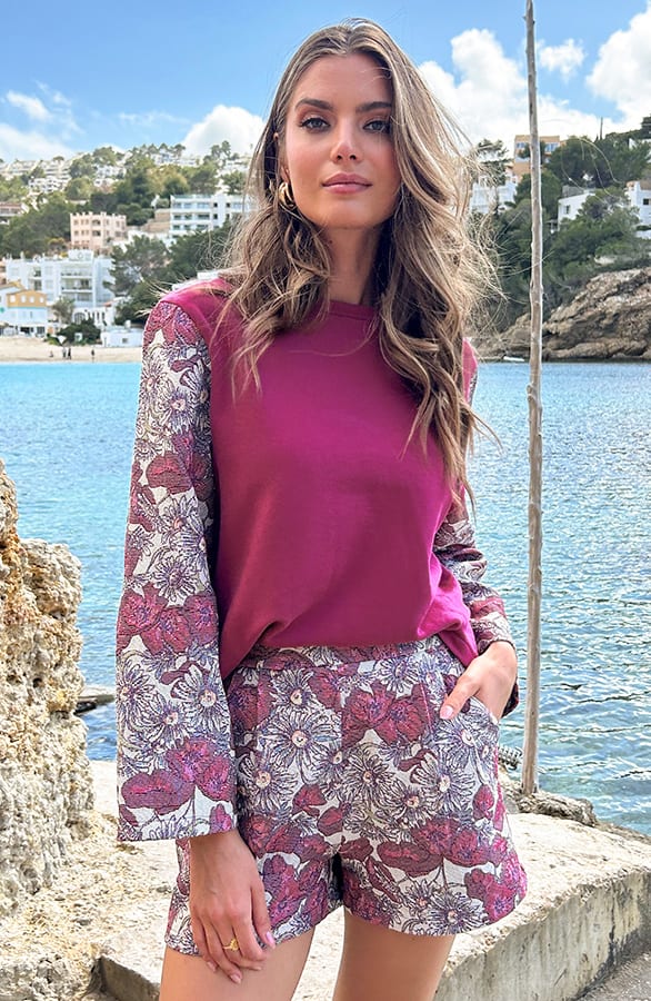 Flower Sleeve Sweater Burgundy – sweaters, foto 1