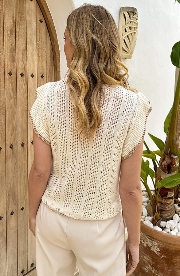 Gehaakte Ruffle Top Lurex Detail – tops, foto 2