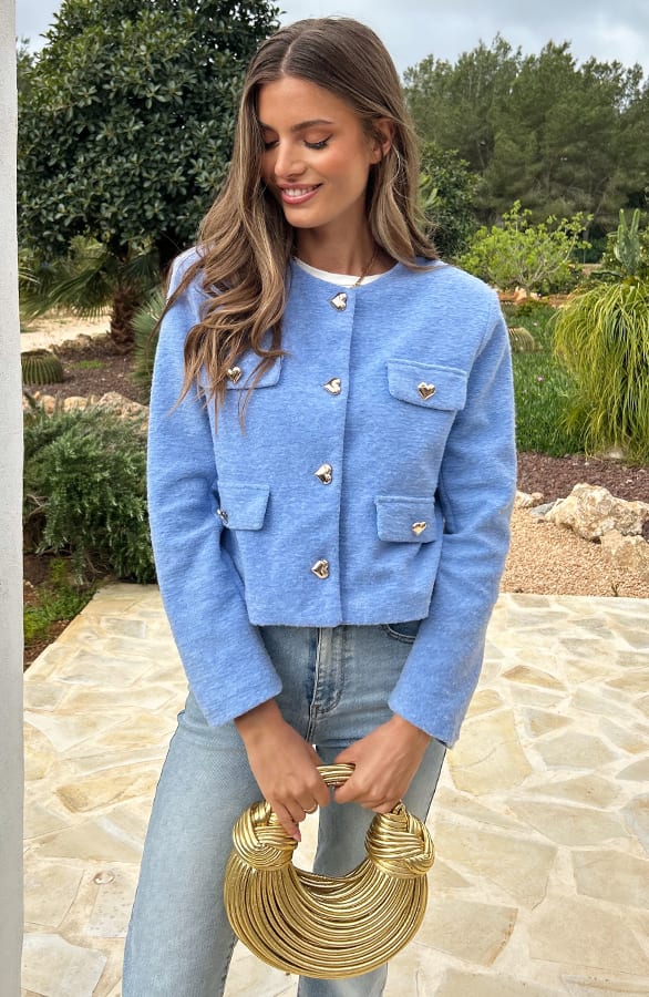 Heart Soft Short Jacket Baby Blue – shoparchief, foto 6