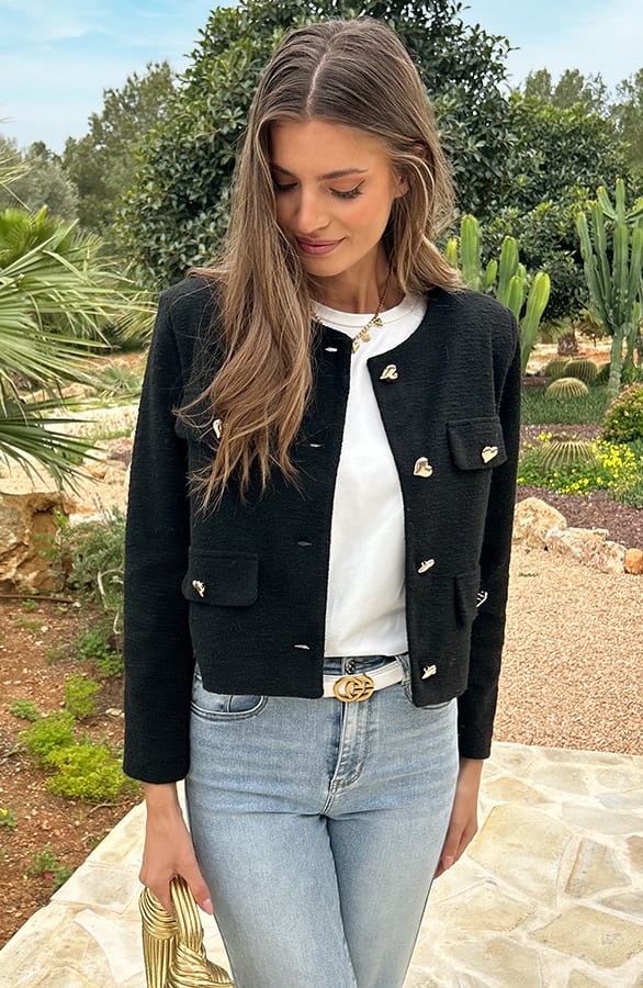 Heart Soft Short Jacket Zwart – shoparchief, foto 6