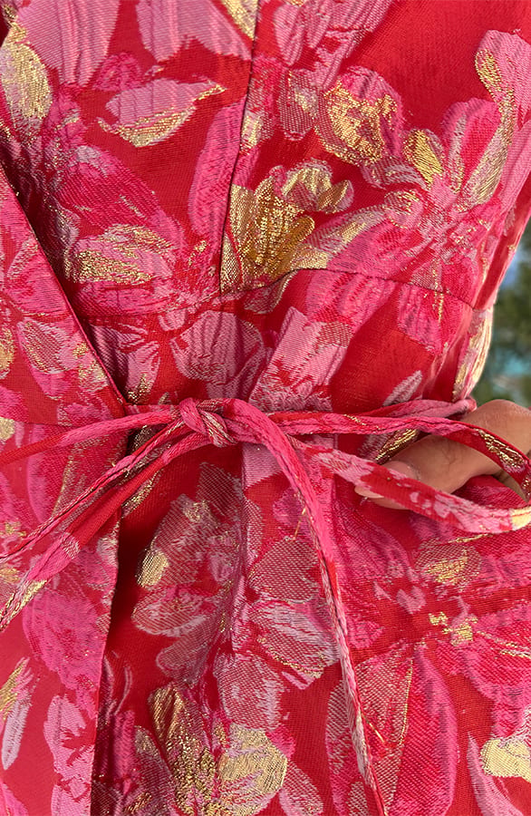Jacquard Jurk Wijde Mouw Rood – jurken, foto 5