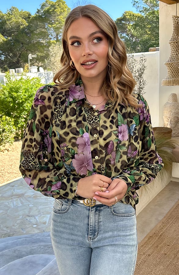 Leopard Blouse Luxury Flower – shoparchief, foto 3