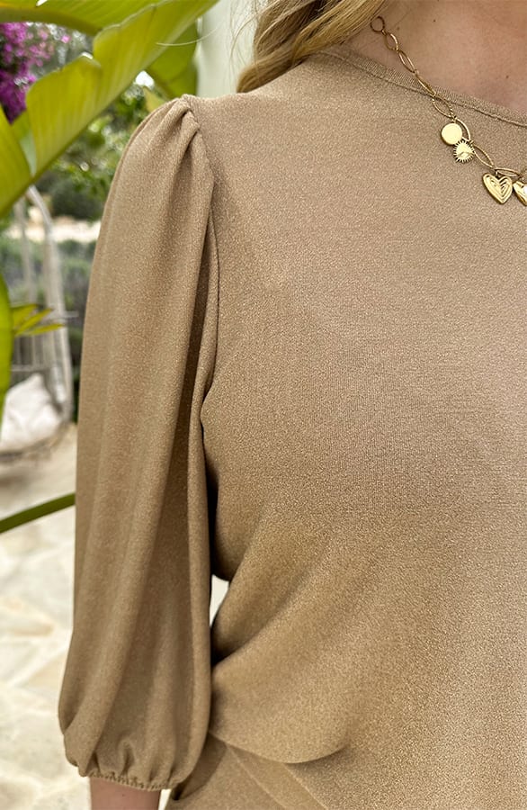 Limited Mila Puff Sleeve Top Lurex Goud – shoparchief, foto 6