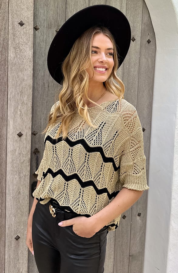 Lurex Top Gehaakt Beige – shoparchief, foto 3