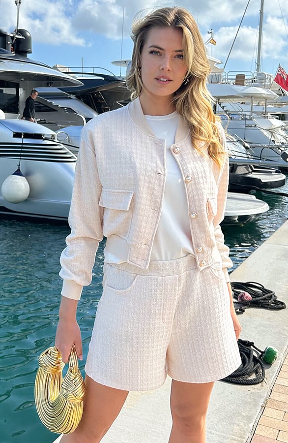 Luxury Tweed Jacket Beige – jassen, foto 5
